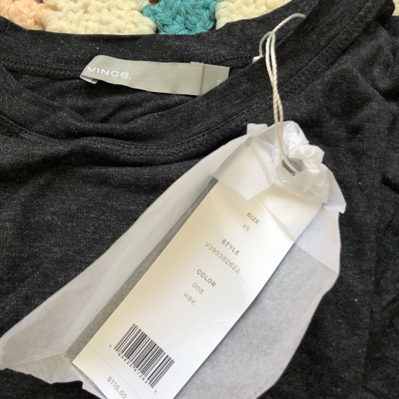 VINCE short Sleeve Dolman Tee Heather Black - Picture 2 of 7